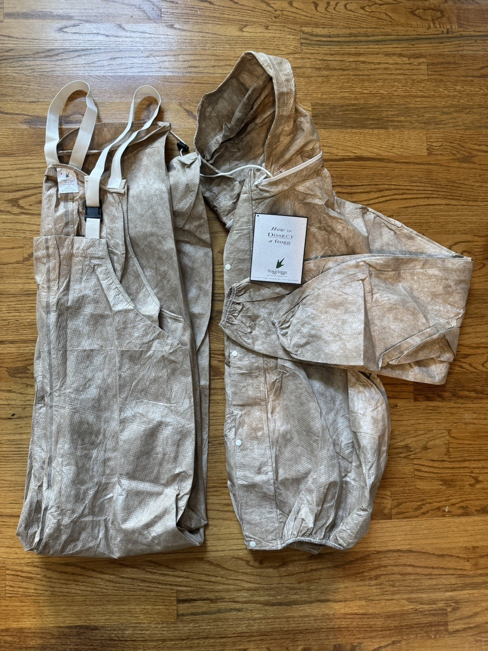 Frogg Toggs Waterproof Bib Overalls & Hooded Jacket Mens L-XL Wind Waterproof